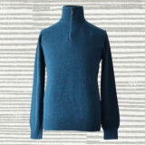 PopsFL knitwear manufacturer wholesale Men's quarter zip sweater with high collar, baby alpaca.