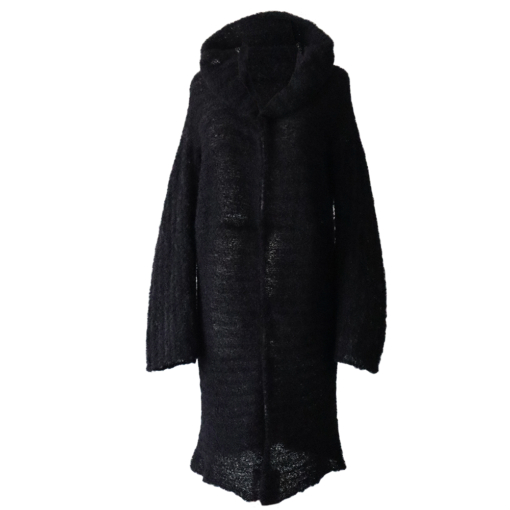 Popsfl.com alpaca fashion Suri Alpaca Bouclé Two-in-One Shawl Cardigan Knitted Winter Wrap, color black made in Peru Popsfl.com alpaca fashion Suri Alpaca Bouclé Two-in-One Shawl Cardigan Knitted Winter Wrap, color black made in Peru