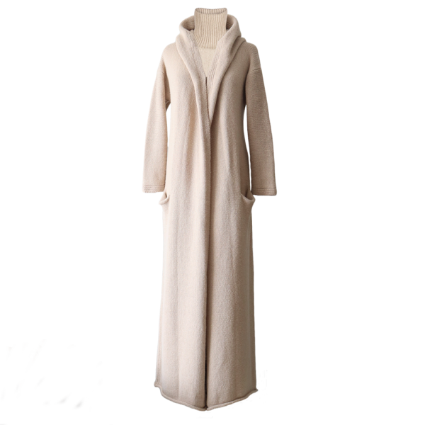 Homepage Popsfl.com alpaca fashion outlet Royal Alpaca Cardigan - Coat HOODED, soft felted. Color beige made in Peru