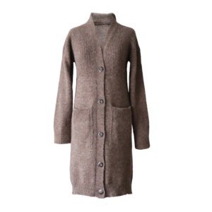 Homepage Popsfl.com alpaca fashion outlet Women's alpaca cardigan with V-neck and button closure, soft brushed color taupe made in Peru