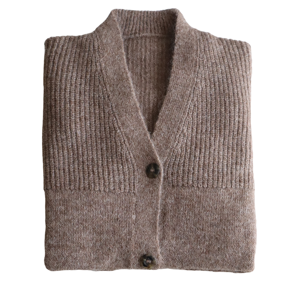 Popsfl.com alpaca fashion outlet Women's alpaca cardigan with V-neck and button closure, soft brushed color taupe made in Peru Popsfl.com alpaca fashion outlet Women's alpaca cardigan with V-neck and button closure, soft brushed color taupe made in Peru