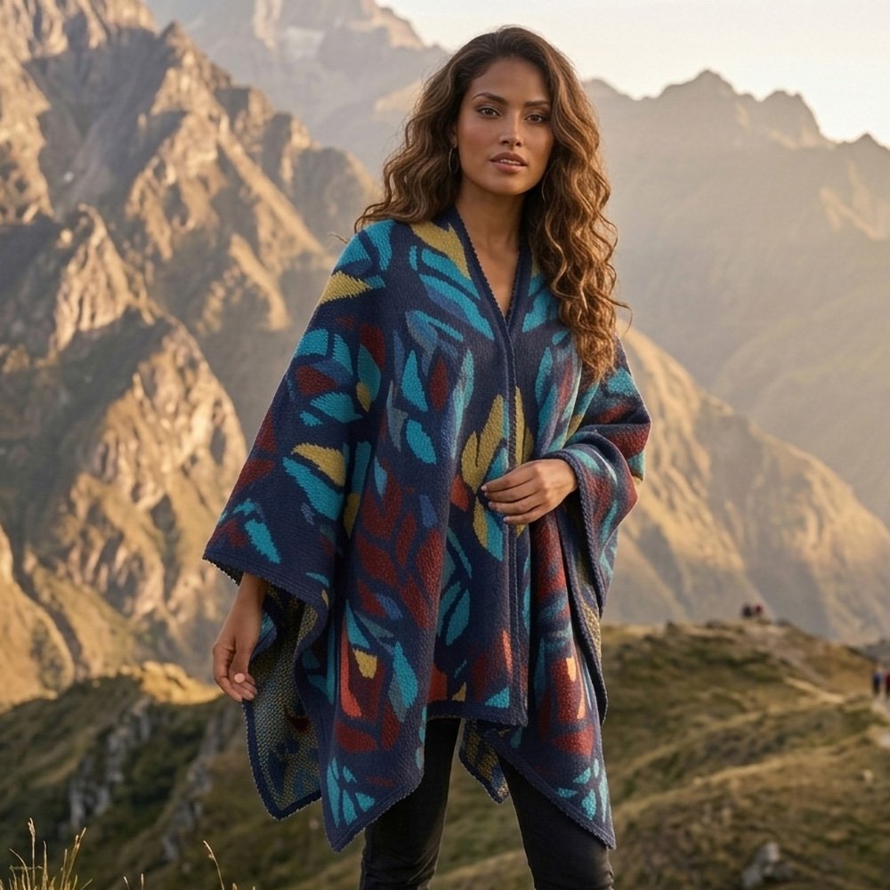 Popsfl.com alpaca fashion outlet knitted women PONCHOS  / WRAPS made in Peru.