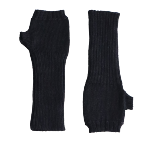 Hand Knitted Alpaca Fingerless Gloves, Black Arm Warmers