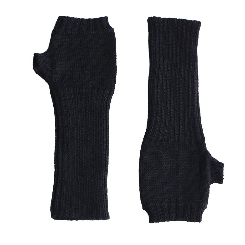 Hand Knitted Alpaca Fingerless Gloves, Black Arm Warmers Hand Knitted Alpaca Fingerless Gloves, Black Arm Warmers