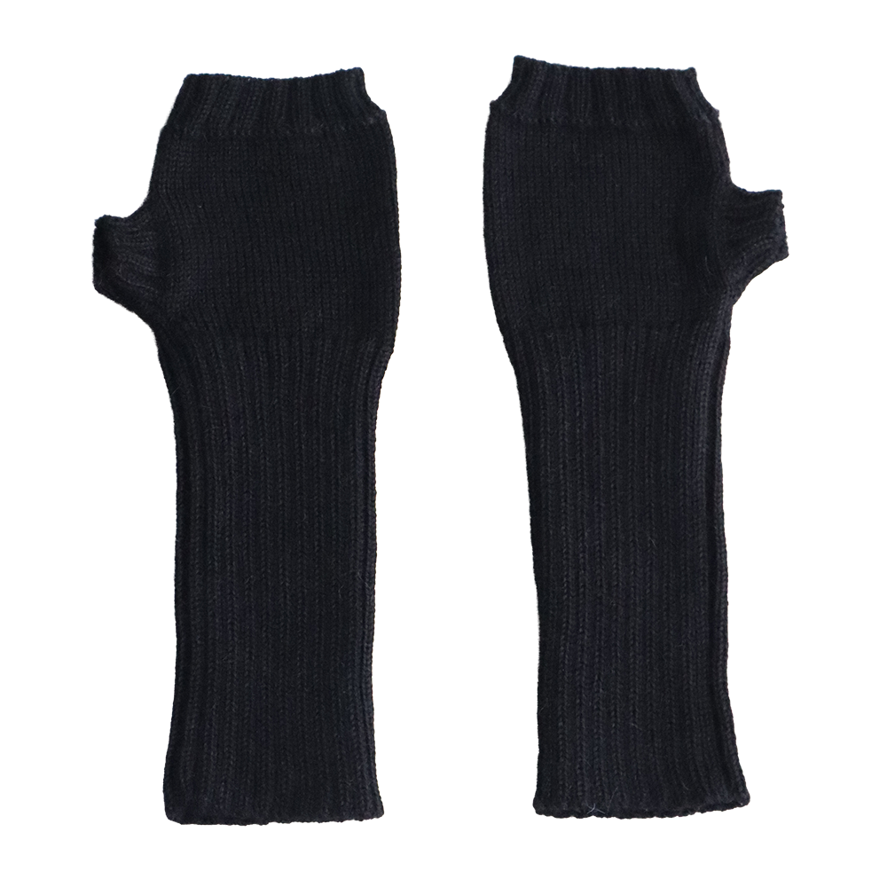 Hand Knitted Alpaca Fingerless Gloves, Black Arm Warmers Hand Knitted Alpaca Fingerless Gloves, Black Arm Warmers