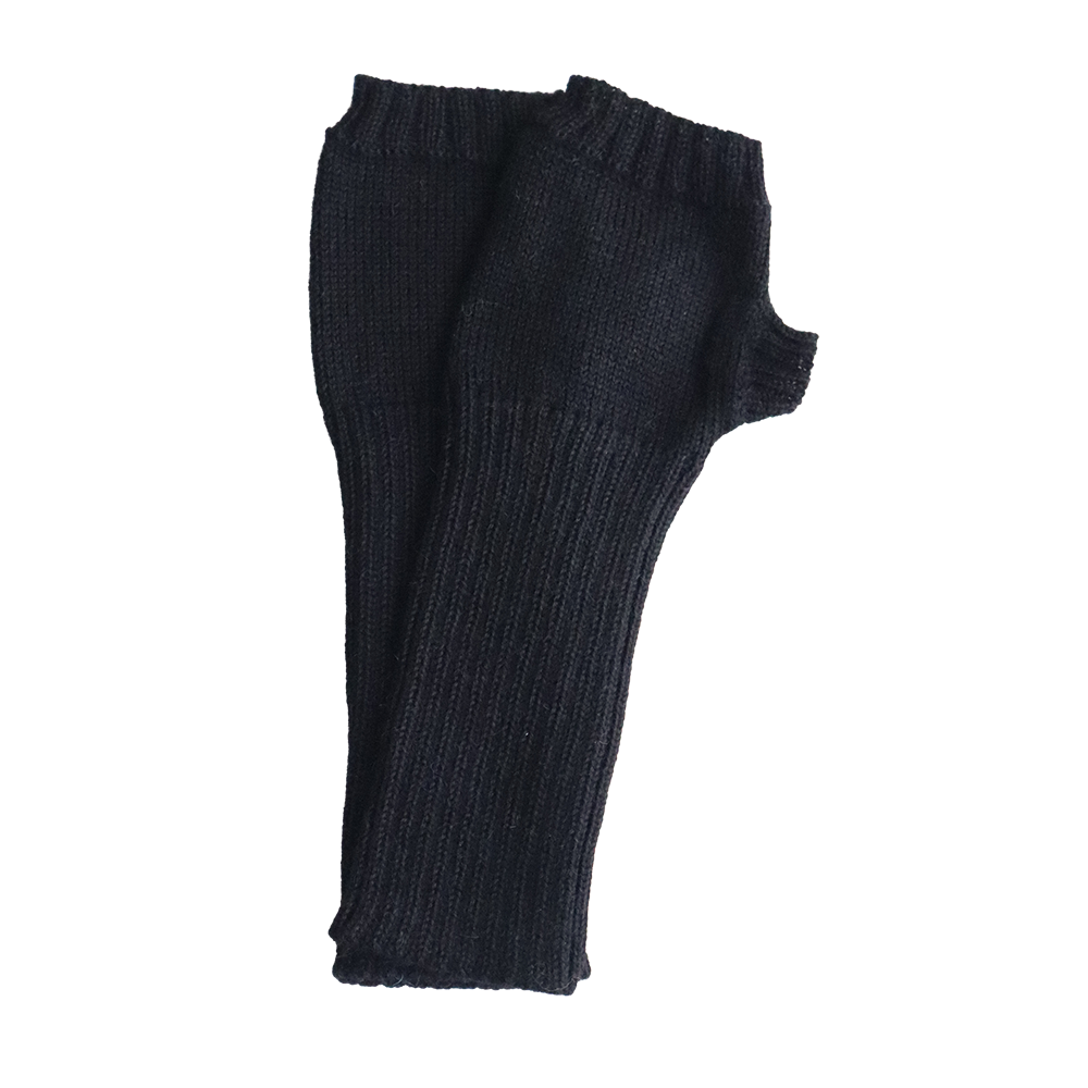 Hand Knitted Alpaca Fingerless Gloves, Black Arm Warmers Hand Knitted Alpaca Fingerless Gloves, Black Arm Warmers