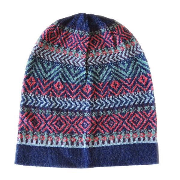 Homepage PopsFL alpaca fashion outlet Baby alpaca beanie, multi color jacquard knitted, sky blue