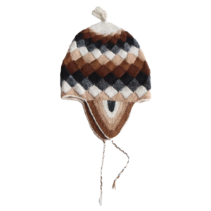 popsfl.com alpaca fashion outlet Peruvian chullo hat with earflaps, 100% Alpaca, natural colors hand knitted beanie. made in Peru