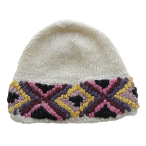 PopsFL.com Alpaca beanie hat, naturally dyed rainbow colors, hand knitted winter warm and cozy. Made in Peru