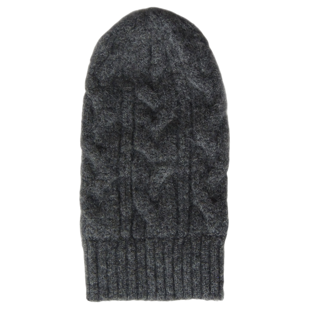 Unisex alpaca beanie felted winter hat with cable pattern and ribbed cuff, dark gray. made in Peru Unisex alpaca beanie felted winter hat with cable pattern and ribbed cuff, dark gray. made in Peru