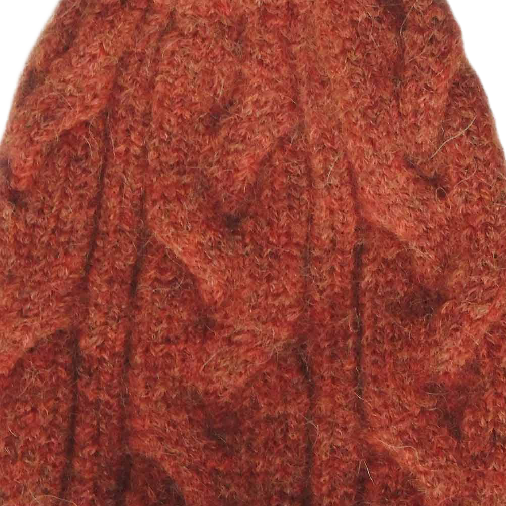 Unisex alpaca beanie felted winter hat with cable pattern and ribbed cuff, tan red . made in Peru Unisex alpaca beanie felted winter hat with cable pattern and ribbed cuff, tan red . made in Peru
